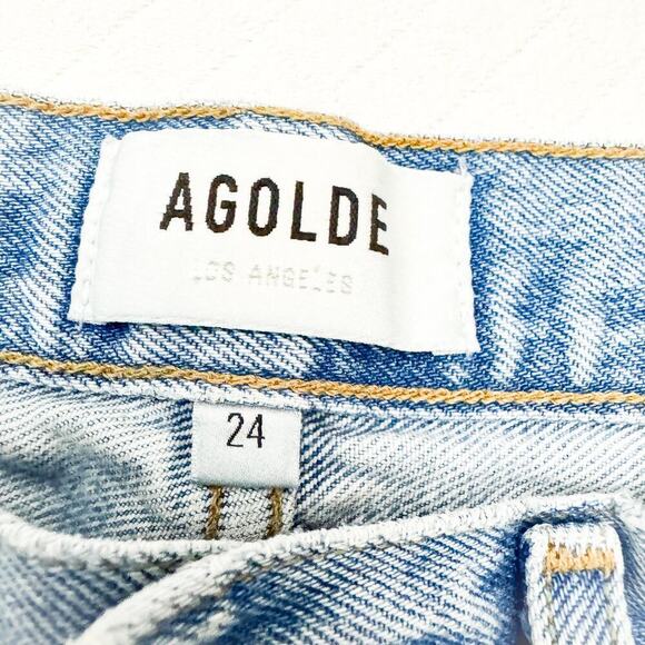 AGOLDE Cherie Jean Light Wash Denim Jeans Zip Fly Raw Hem A084B-811 Size 24 - Picture 6 of 8